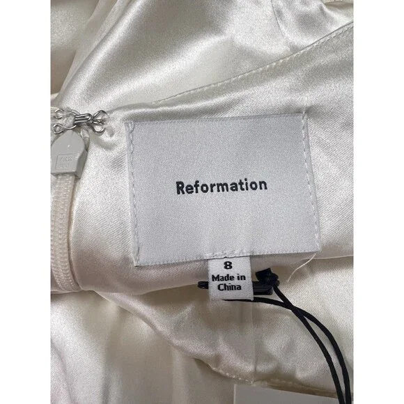 Reformation Liz Silk Dress Ivory White Wedding Bridal Gown Maxi Size 8 NEW - Picture 8 of 14